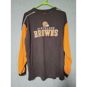 Vintage 90s NFL Cleveland Browns Orange Brown Long Sleeve T Shirt LG